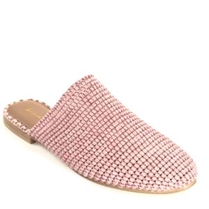 NEW! BAND OF THE FREE Skate Pink Breathable Raffia Flat Slide On Mules 6.